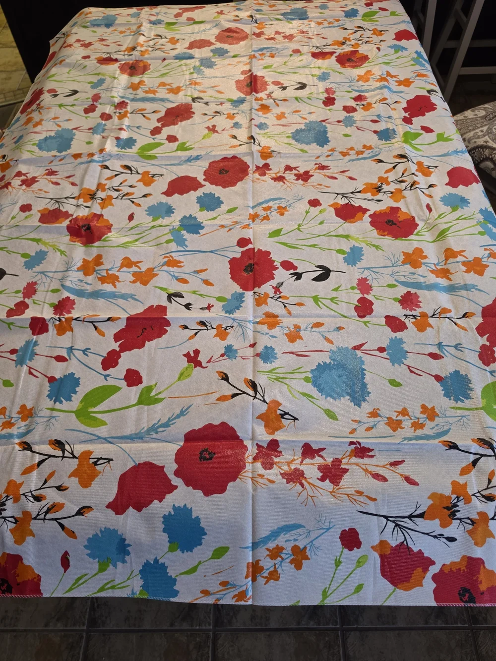 Floral Tablecloth with Bright Multicolor Blooms